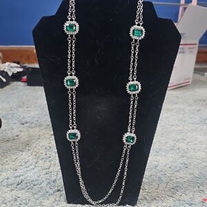 Elegant Silver and Green Necklace